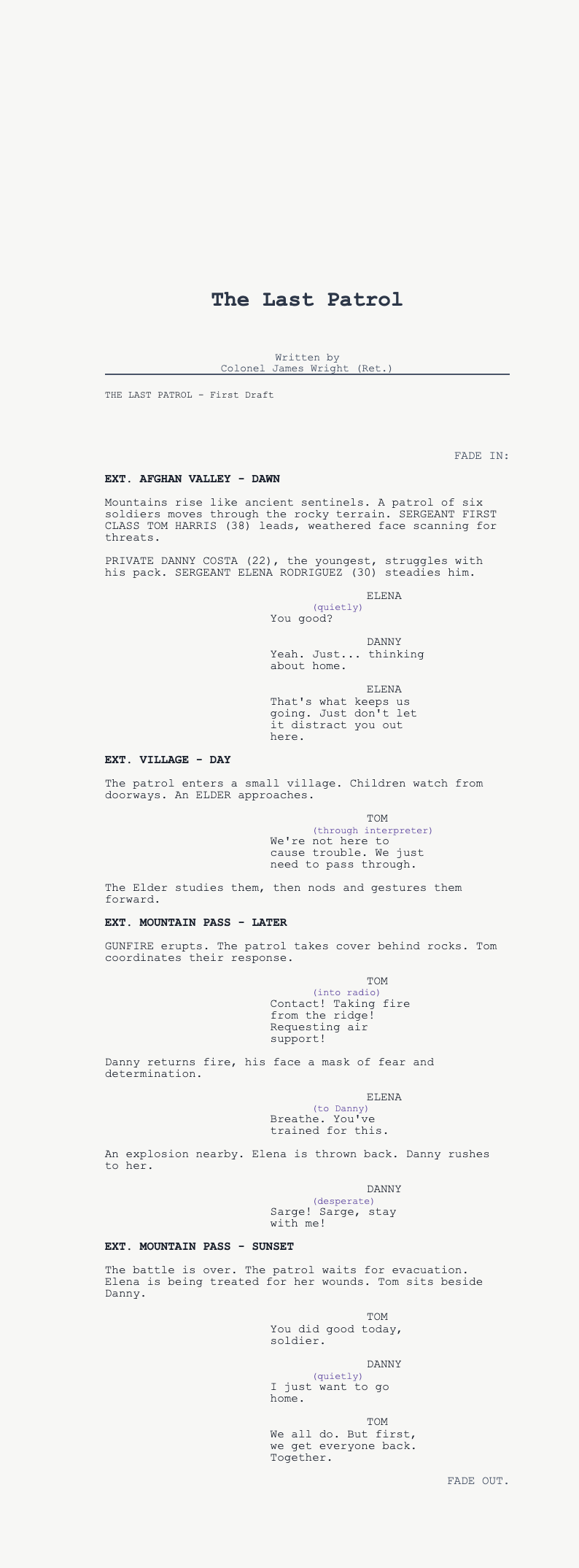War drama screenplay